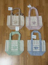 NEW Trader Joe's Striped Canvas Mini-Tote Bags set of 4-LIMITED EDITION IN HAND