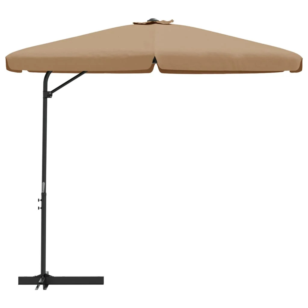 Parasol extérieur mât acier stable 300 cm taupe anti-soleil Helloshop26