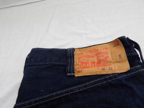 Levi 501 Jeans Regular Straight Blue Waist 38 Leg 32 W38 L32 Button Fly (Q6810) - Picture 8 of 9