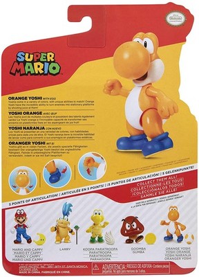 Super Mario Action Figure 4 Inch Orange Yoshi Collectible