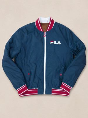 FILA Bomberjacke Vintage Herren S blau Logo Rücken bestickt 90s y2k jacket