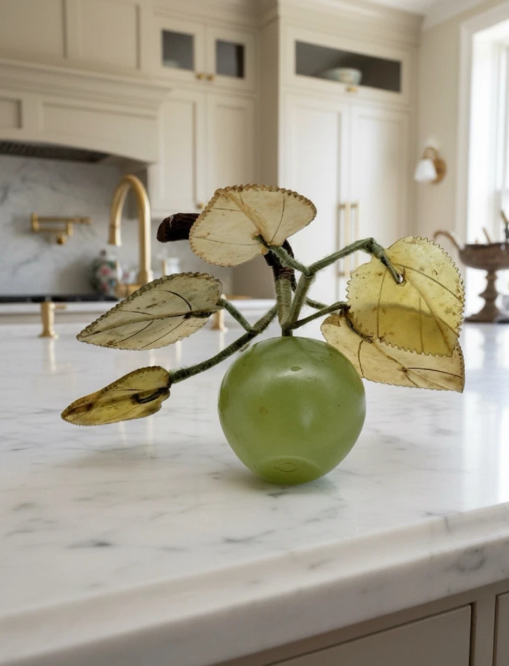 Vintage Jade Alabaster APPLE Small Stone  MCM Carved - Image 4 of 4