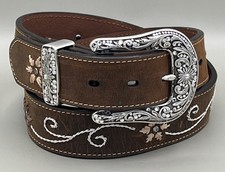 Nocona Women  s Leather Western Black Belt  Size 32/34 Bling Cowgirl Rhinestones