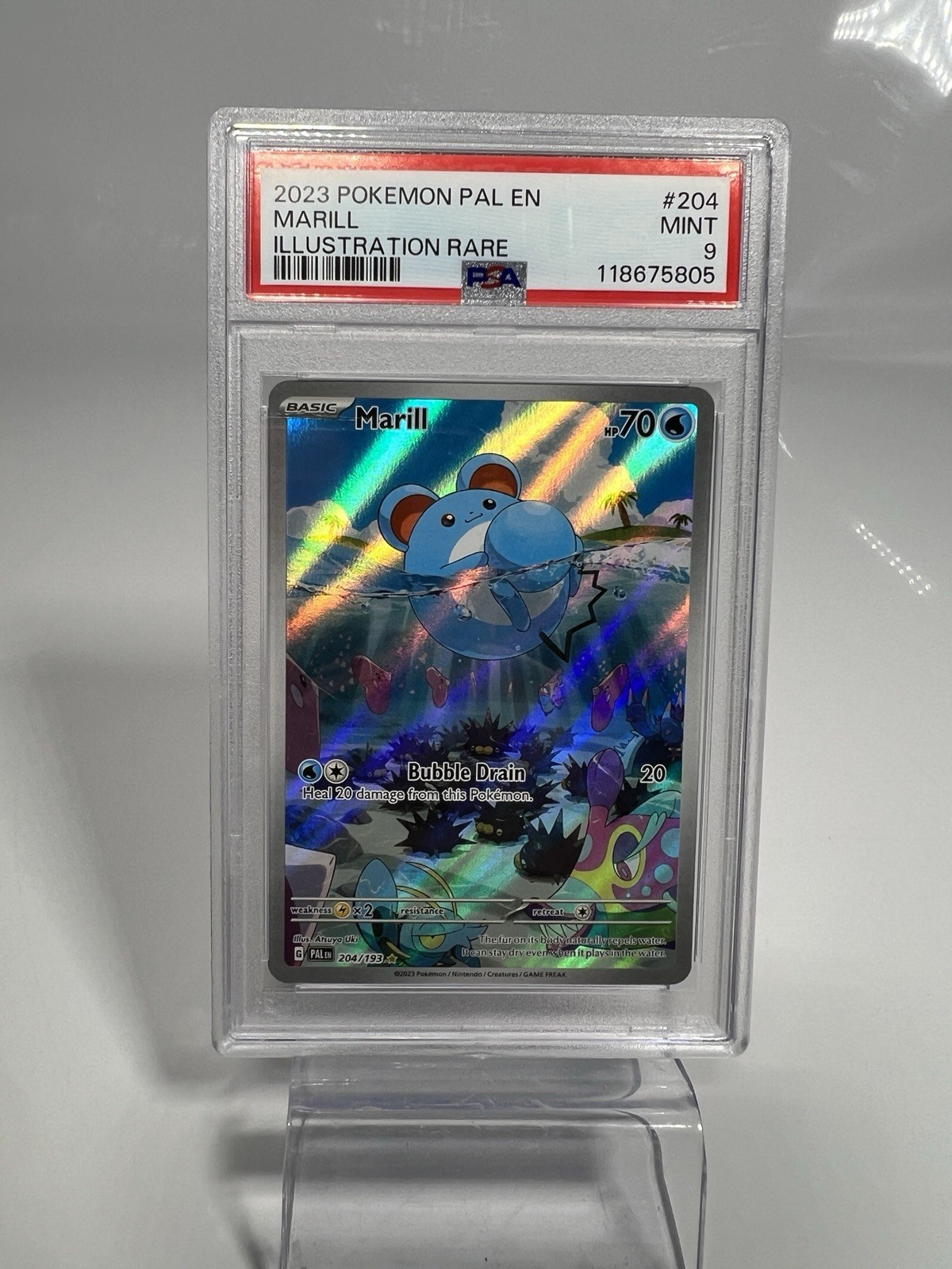 Marill 204/193 Paldea Evolved Illustration Rare Pokemon Card PSA 9 MINT