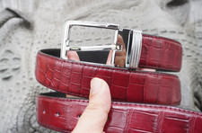 Dark Red Real Belly Allig Crocodile Belt Skin Leather Men's W 1.3 inch P16