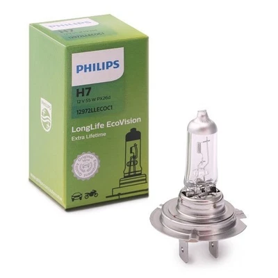 Ampoule H7 PHILIPS LongLife EcoVision 12972LLECOC1 55W 12V PX26d Halogène – Neuf - Photo 1/4