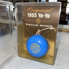 1955 Duncan Super Yo-Yo Blue and Tournament Tips  Trick Book w/ Case New