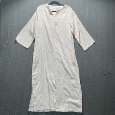 Miss Elaine Zip Bath Robe Housecoat Nightgown M Pockets Petal Pink Embroidered