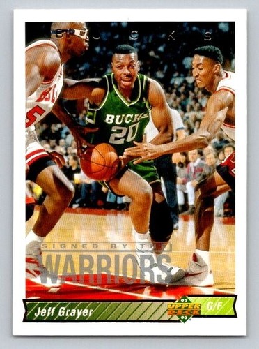 1992-93 Upper Deck Jeff Grayer #77 Milwaukee Bucks Golden State Warriors