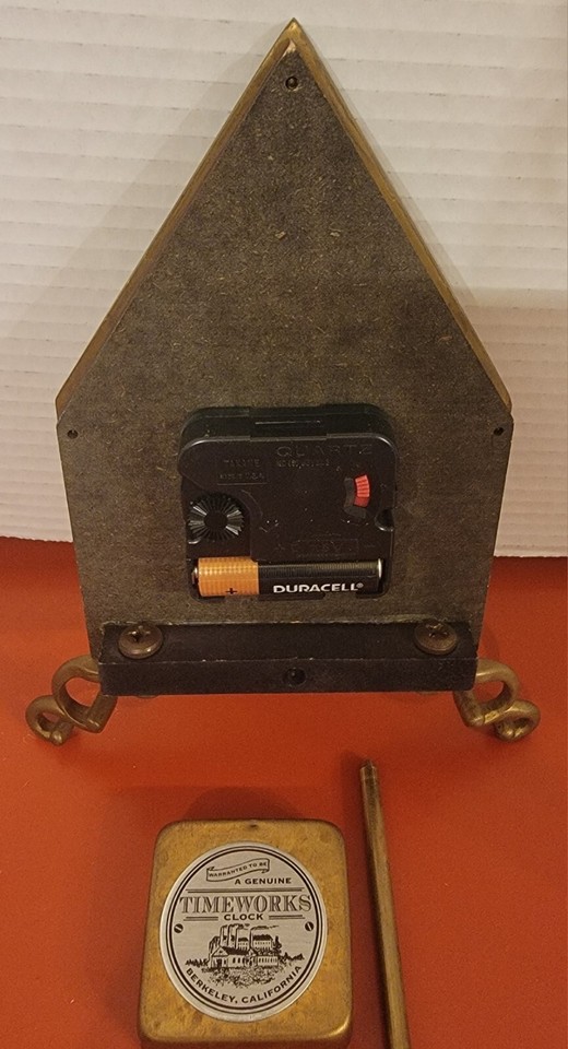 Genuine Timeworks Decorative Brass & Wood Table Top / Desk Clock