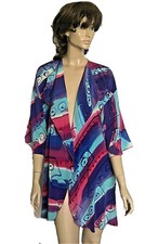 VTG YOLANDA LORENTE HAND PAINTED 100 SILK OVERSIZED TUNIC-BLOUSE SIZE M/L/XL