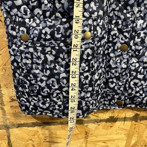 Talbots Down Filled Puffer Vest Petite Women's Large Blue Print Fleece Classy 90 - Picture 5 of 11