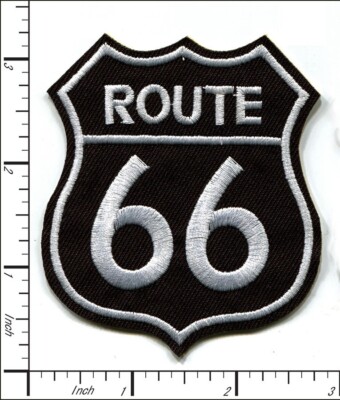 24 Pcs Embroidered Iron on patch HISTORIC ROUTE 66 Road Sign 75x90mm AP058aA
