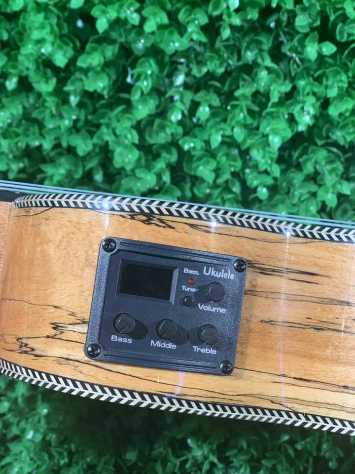 Kamehameha Ukulele KMT-18 ele Tenor Spalted Maple gloss electric pickup - Image 4 of 4