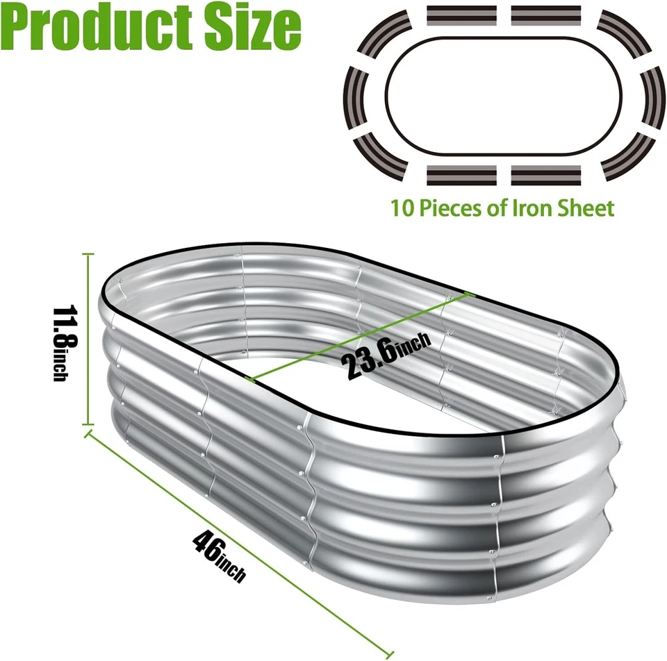 Elevate Your Garden with 耐用 2 件镀锌金属花盆床 4x2x1 英尺 — 第 4/4 张图片
