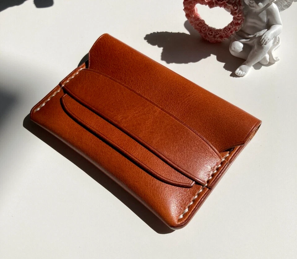GEORGE ZARIDZE Geldbörse Braun Geldbeutel Wallet Portmonee echt Leder Handgemacht Portemonnaie