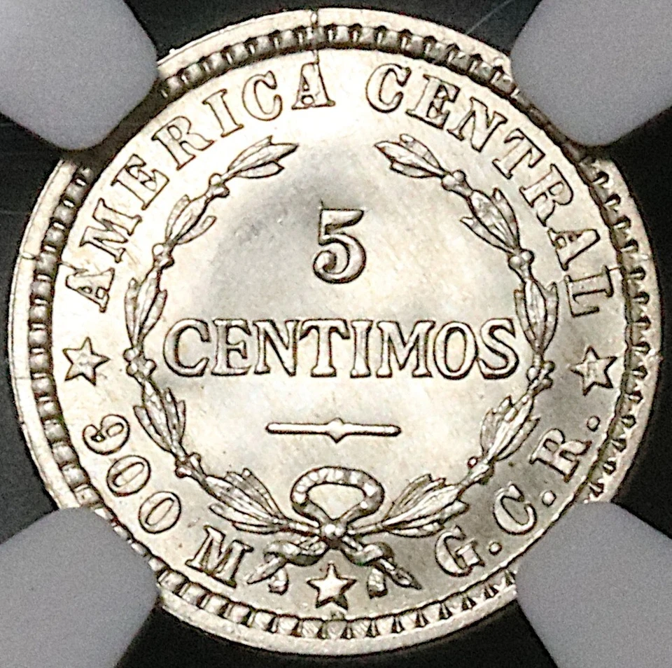1912 NGC MS 67 Costa Rica 5 Centimos Mint State Silver Coin (23101001C) - Image 3 of 4