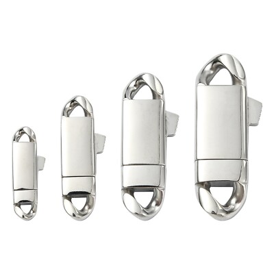 4pcs 316 Surgical Stainless Steel Bayonet Clasps, Oval Silver Clasps for DIY