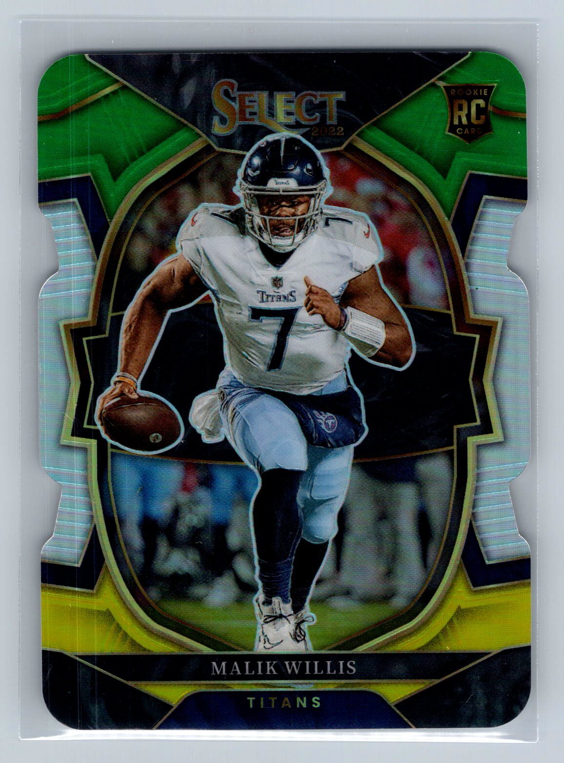 2022 Panini Select Malik Willis #38 Green and Yellow Prizm Die Cut Titans