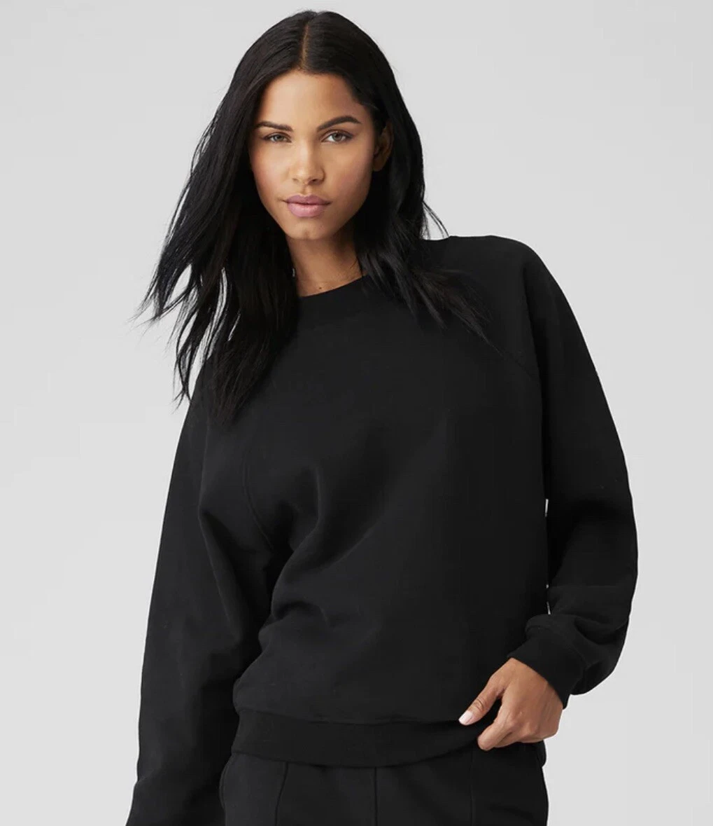 Alo Yoga Black Sweatshirt Women Pullover Charcoal Cross Back Size