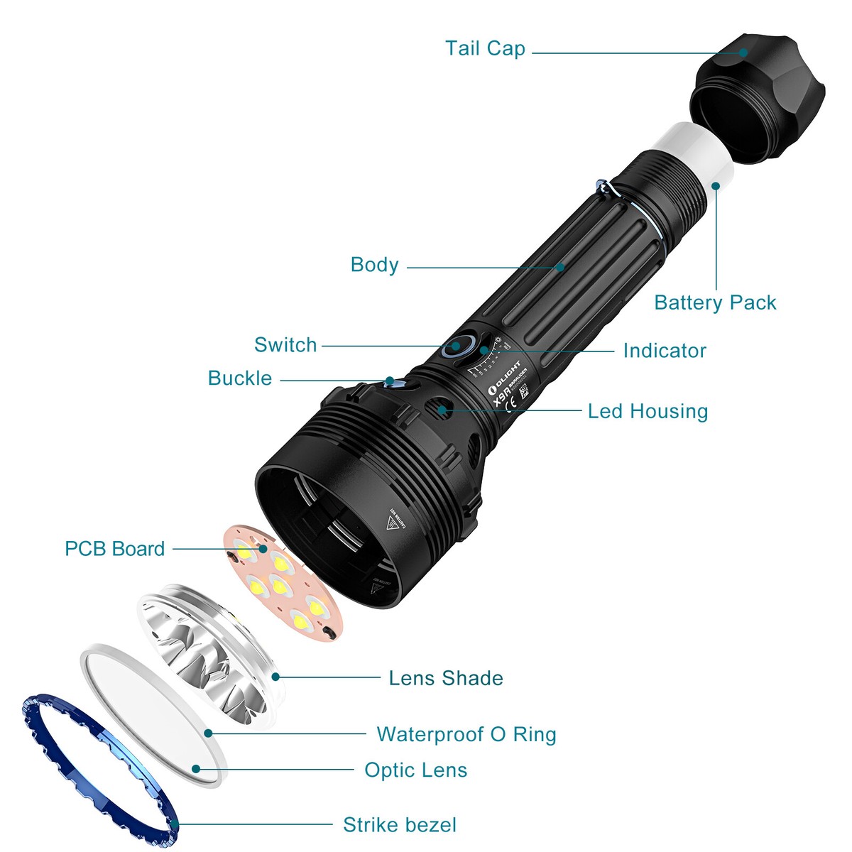 Olight X9R Marauder Rechargeable Brightest Flashlight, ideal for