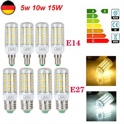 4/8x LED 5730 SMD Mais Leuchtmittel Glühbirne Birne Licht Lampe E27 E14 5-15W