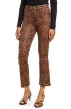 7 FOR ALL MANKIND HIGH WAIST SLIM KICK LEOPARD FLARE JEANS, NWT, 28