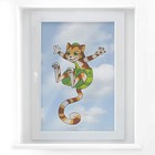 Fensterfolie Fensterbild Pettersson und Findus - Springender Findus bunt