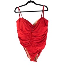 J Crew Ruched Sweetheart Full Coverage One-Piece Swimsuit Red 24