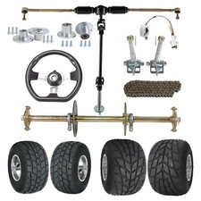 Kit completo Go Kart 32" eje trasero + freno de cubo de piñón + ruedas de 5" + conjunto de dirección