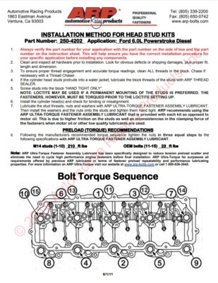 ARP HEAD STUDS FORD 6.0L POWERSTROKE TURBO DIESEL TD F250