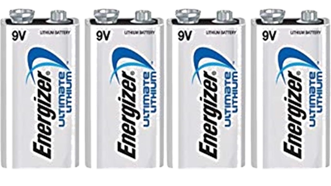 4 Energizer Ultimate Lithium 9V (9 Volt) Batteries (L522, 6LR61, 1604LC