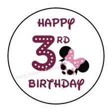 30 MOUSE 3RD BIRTHDAY ENVELOPE SEALS LABELS STICKERS PARTY FAVORS 1.5"