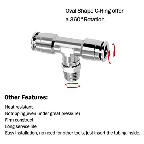 Adaptateur Raccord En Té Laiton - 1/4" OD Pour Tube X 1/8" Mâle NPT - Pour Circuits Pneumatiques/Hydrauliques