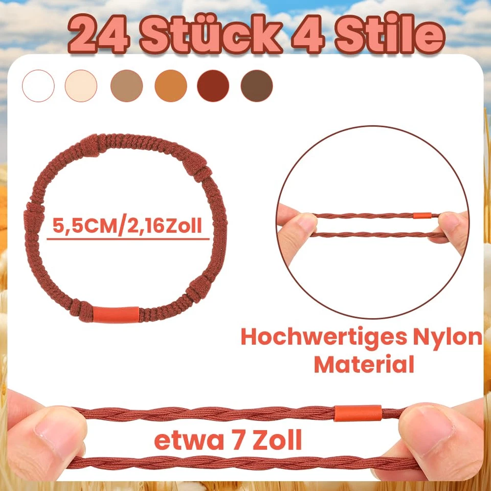 24 Stück Haargummi Armband, Boho Haargummis Hair Tie Geflochtene Haarbänder Armb - Bild 3 von 4