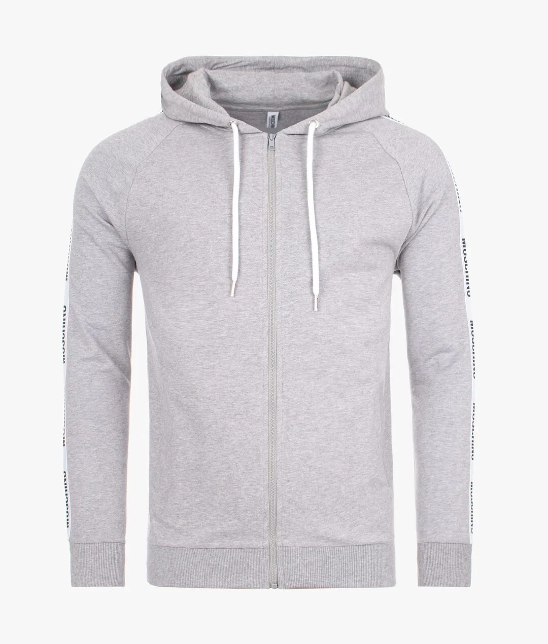 Felpa con cappuccio e zip Moschino Tape Logo colore grigio taglia S prezzo consigliato £275