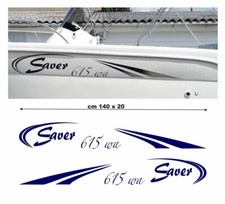 2 adesivi in vinile per imbarcazione nautica barca DX+SX Saver 615 WA