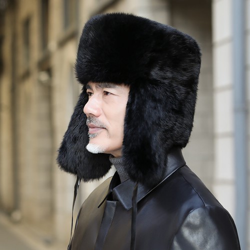 Real Rabbit Fur Russian Ushanka Hats 