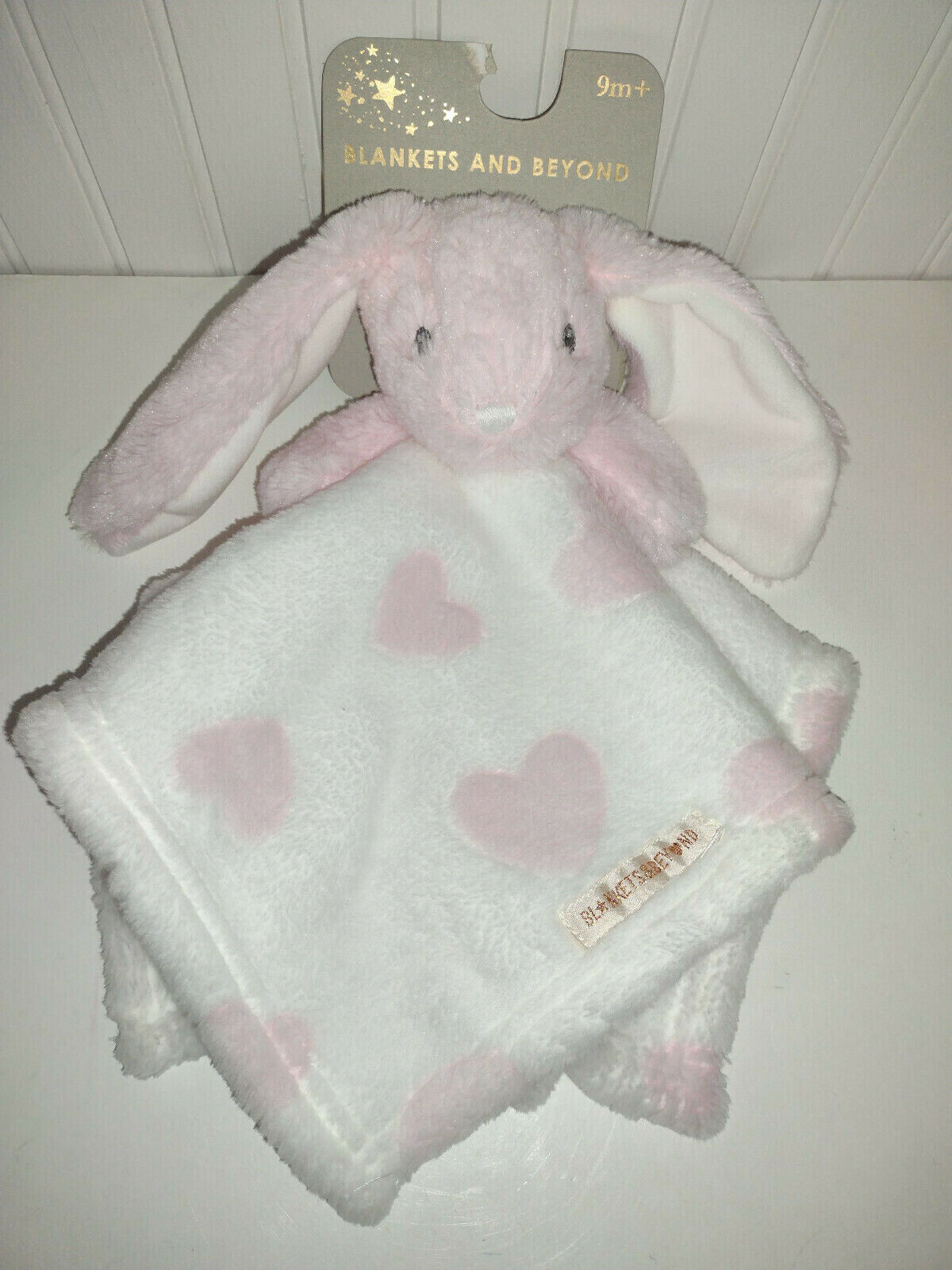 Blankets & Beyond Pink Bunny Rabbit Hearts Plush White Security Nunu Lovey