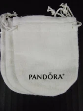 NEW Pandora Anti-Tarnish Jewelry Soft White Pouch Lot of 3 Drawstring Bags