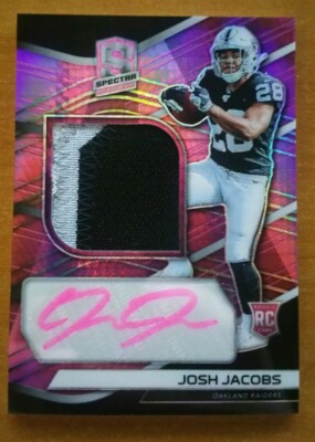 Josh Jacobs RC 2019 SPECTRA PRIZM Auto 2 CL Patch Neon Pink 25 REFRACTOR