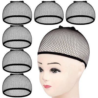 6PCS Wig Cap Non Slip, Black Mesh Net Wig Caps for Women Men, Kids