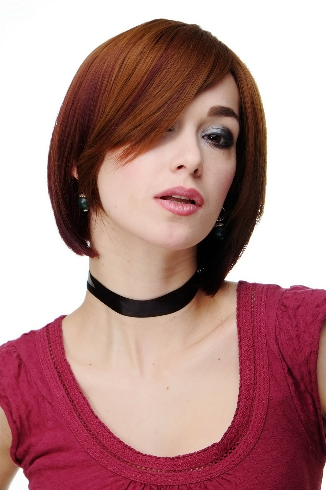 Wig Bob Short Sexy Parting Copper Brown Eggplant Ombre Style H9706-30F118
