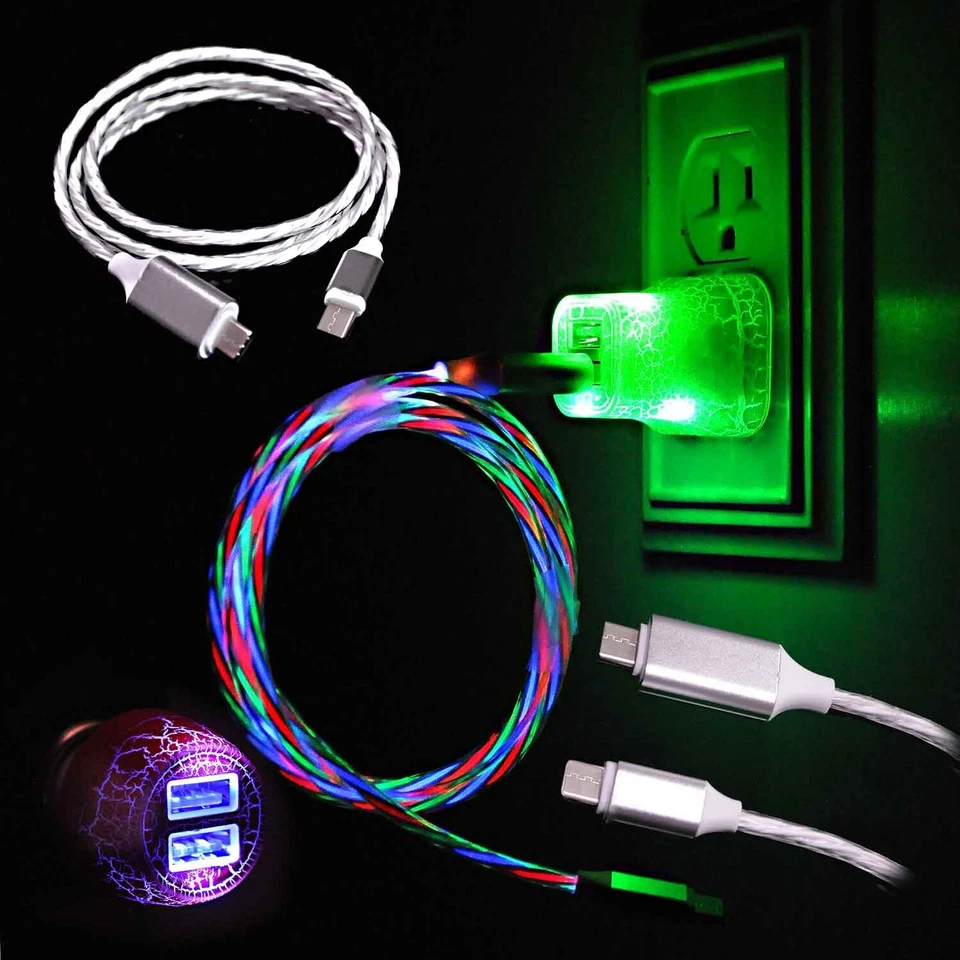 Cable de teléfono USB-C a tipo C o iPhone carga rápida LED luz móvil Foto 4 de 4