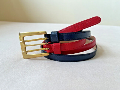 Escada Sport Vintage Twin Red Blue Thin Leather Straps Gold  display picture 2