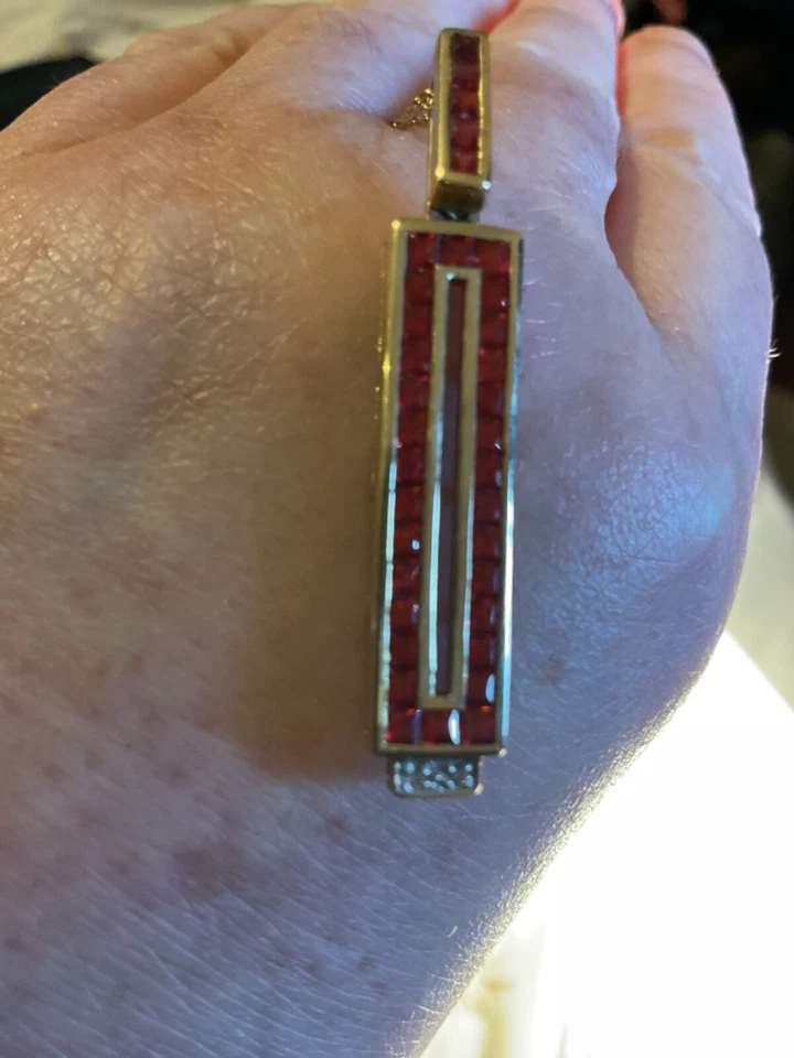 Zafiro y diamante al atardecer 9K Y. Colgante de oro Foto 4 de 4