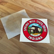 RARE Vintage SPRING MILL STATE PARK "The Old Mill" Indiana Transfer Decal NOS