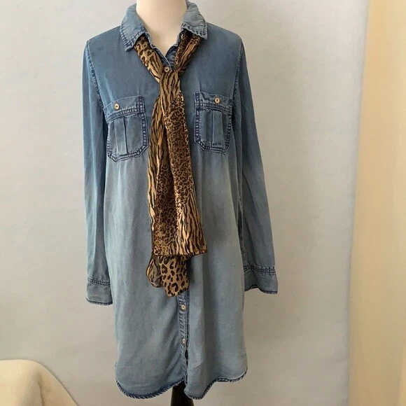 American Rag Button Up Denim Dress with Scarf Belt