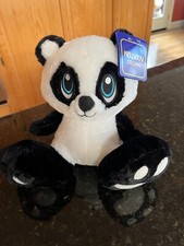 NWT Kellytoy 10" Black White Panda Bear big feet plush stuffed animal