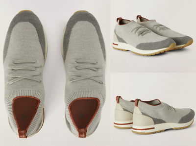 Loro Piana 360 Flexy Walk Leather-Trimmed Wish Wool Sneakers Shoes 